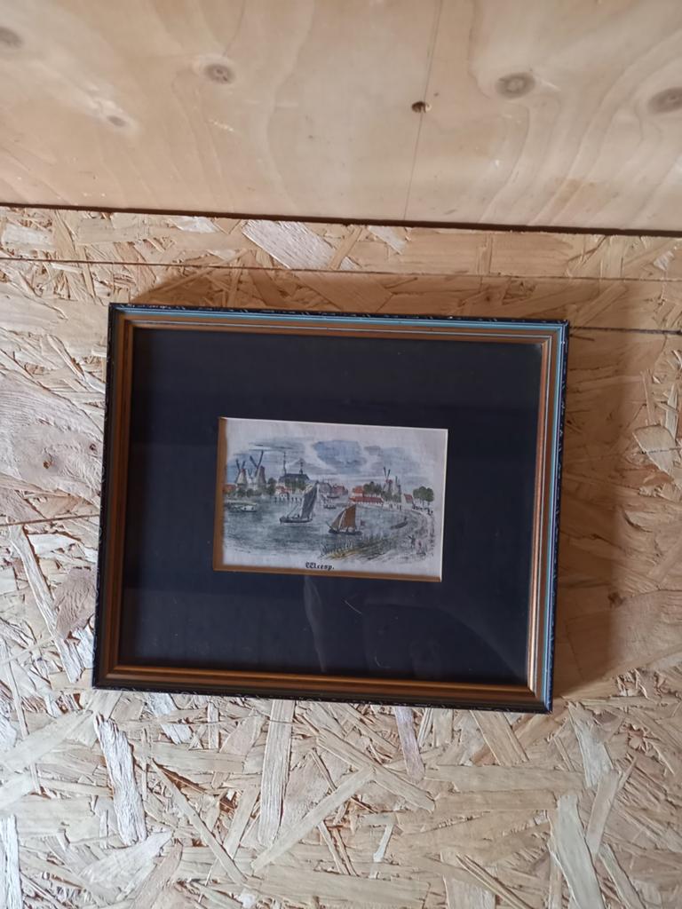 Oude prent dorp Weesp, Ophalen of Verzenden