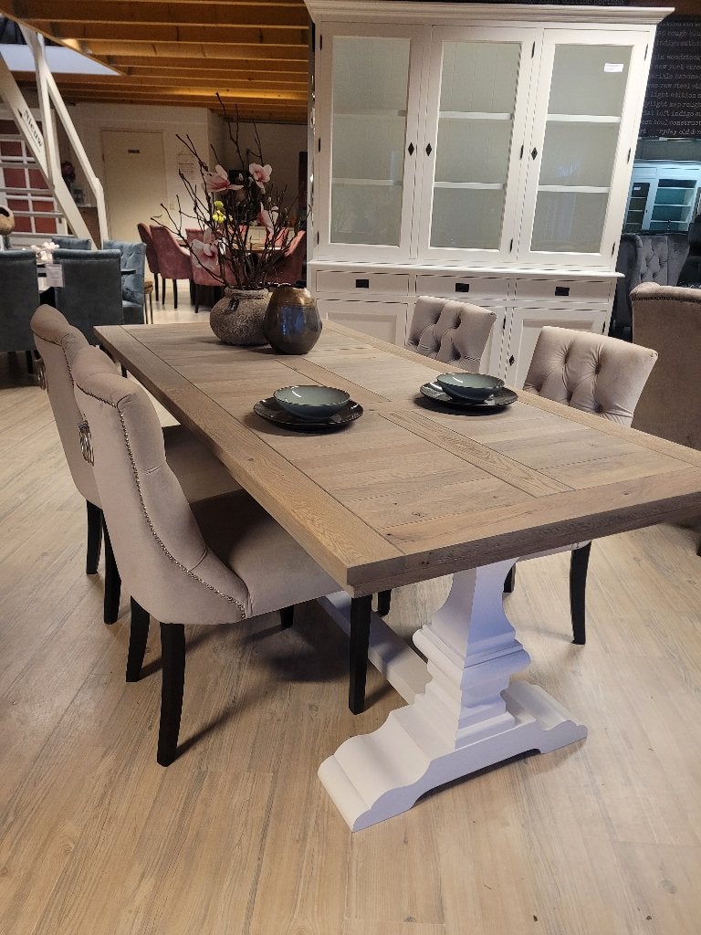 *VOORRAAD* 4 Landelijke Eetkamerstoelen Orly Stof Taupe (10), Overige kleuren, Nieuw, Ophalen of Verzenden, Vier