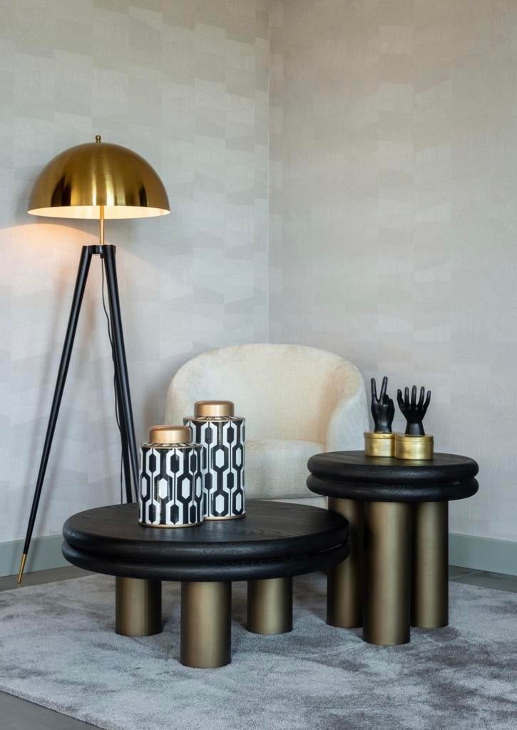 Salontafel Macaron Black/Gold van Richmond Interiors (groot), Huis en Inrichting, Tafels | Salontafels, Ophalen, 50 tot 100 cm