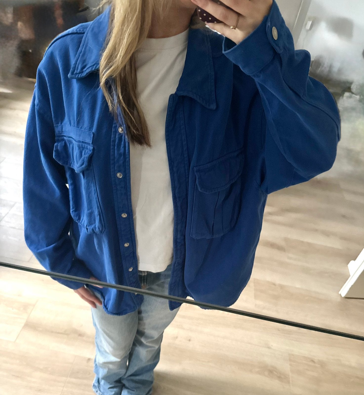 Oversized koningsblauw spijkerjasje Zara, Kleding | Dames, Blauw, Ophalen of Verzenden, Zo goed als nieuw, Jasje
