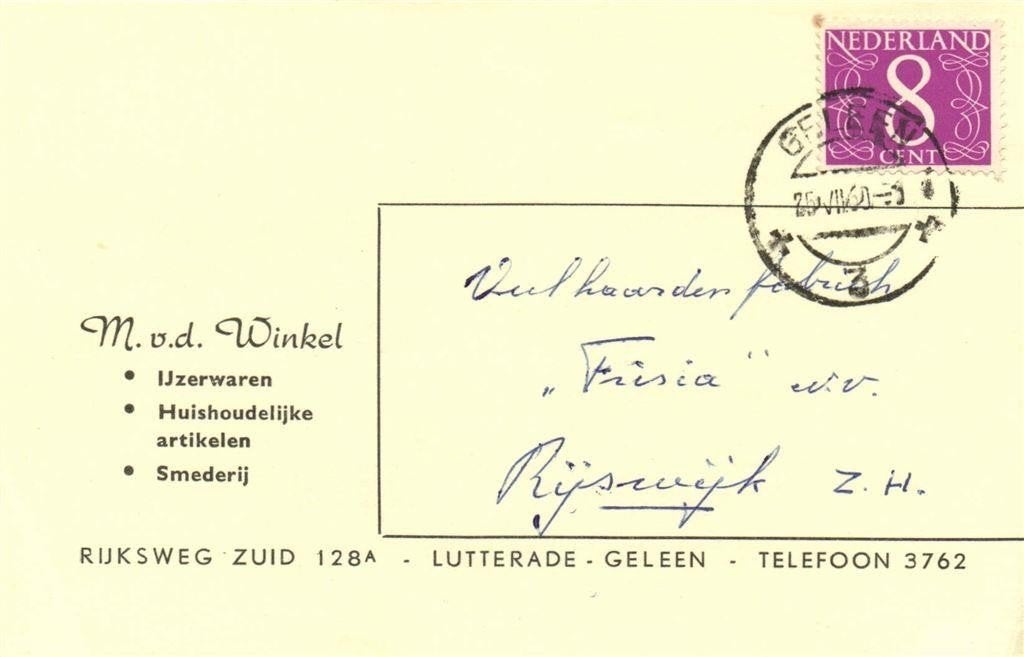 M. v.d. Winkel, Lutterade-Geleen - 07.1960 - briefkaart, Ophalen of Verzenden, Briefkaart