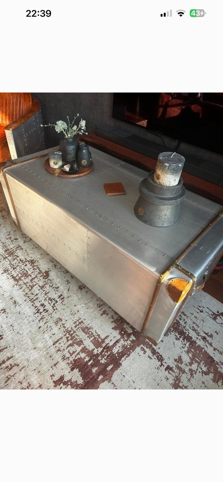 Aviator Trunk Salontafel met Lades - Industrieel Design, Huis en Inrichting, Tafels | Salontafels, Ophalen, Gebruikt, 100 tot 150 cm