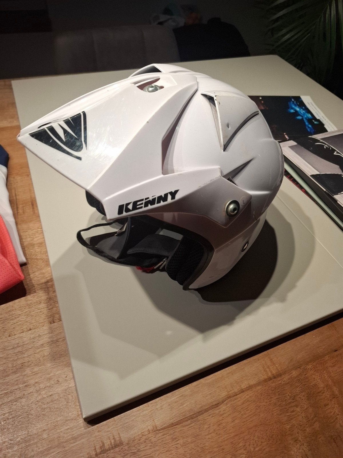 Kenny up wit maat l open face crossauto/autocross helm, Auto diversen, Ophalen of Verzenden, Gebruikt