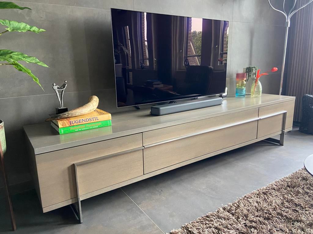 Bert Plantagie Vision TV dressoir White Wash Eiken., Gebruikt, Ophalen of Verzenden, 200 cm of meer, Bert Plantagie