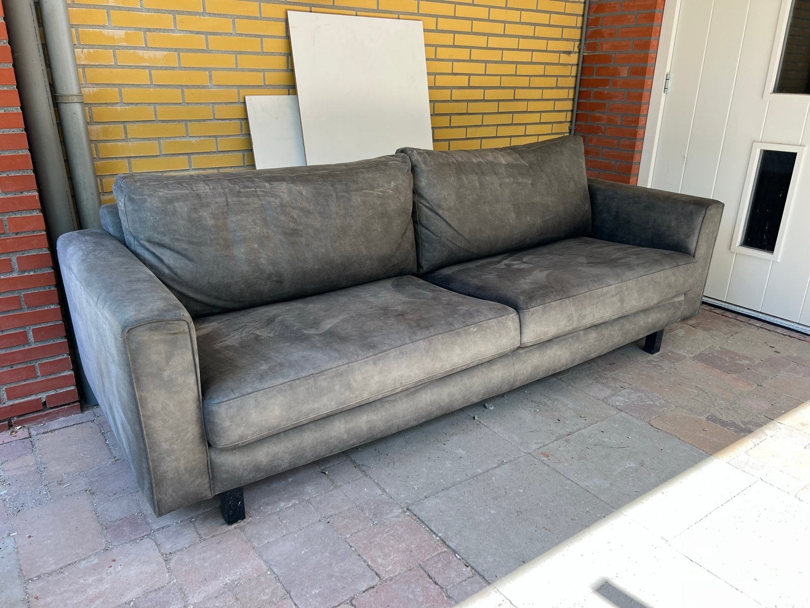 3 zitsbank 2.40 breed en 90 diep, Ophalen, Gebruikt, 75 tot 100 cm, Rechte bank