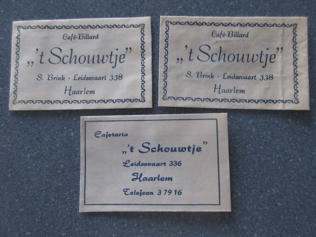 3 x Haarlem, café-billard/cafetaria 't Schouwtje, Verzenden, Nederland