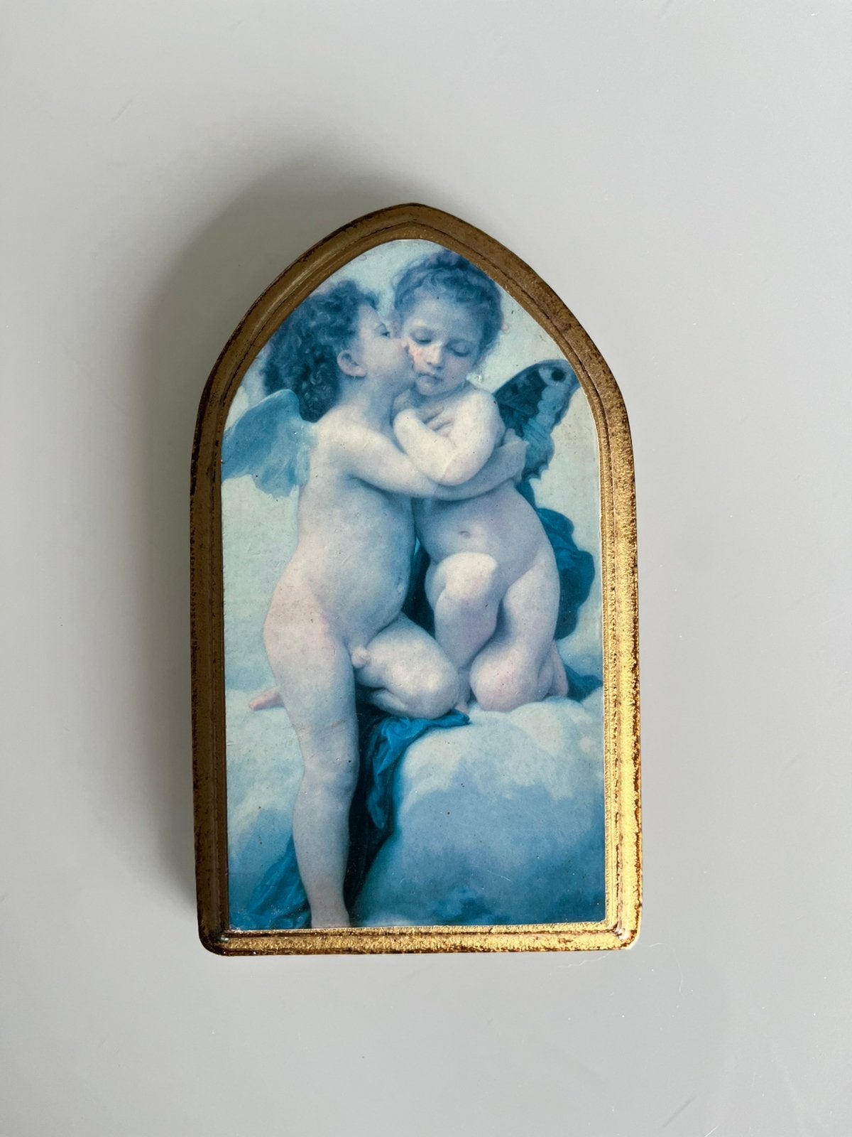 Engeltjes print op hout, Ophalen of Verzenden, Gebruikt, Christendom | Katholiek