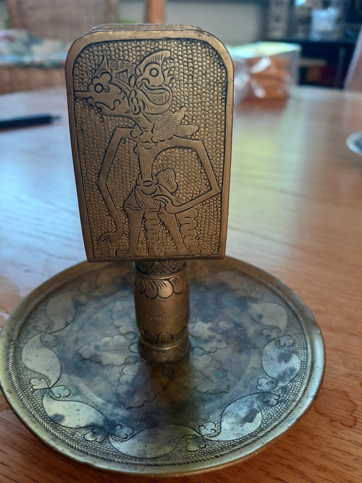 Vintage Koperen Asbak met Wayang Afbeelding, Antiek en Kunst, Antiek | Koper en Brons, Ophalen of Verzenden