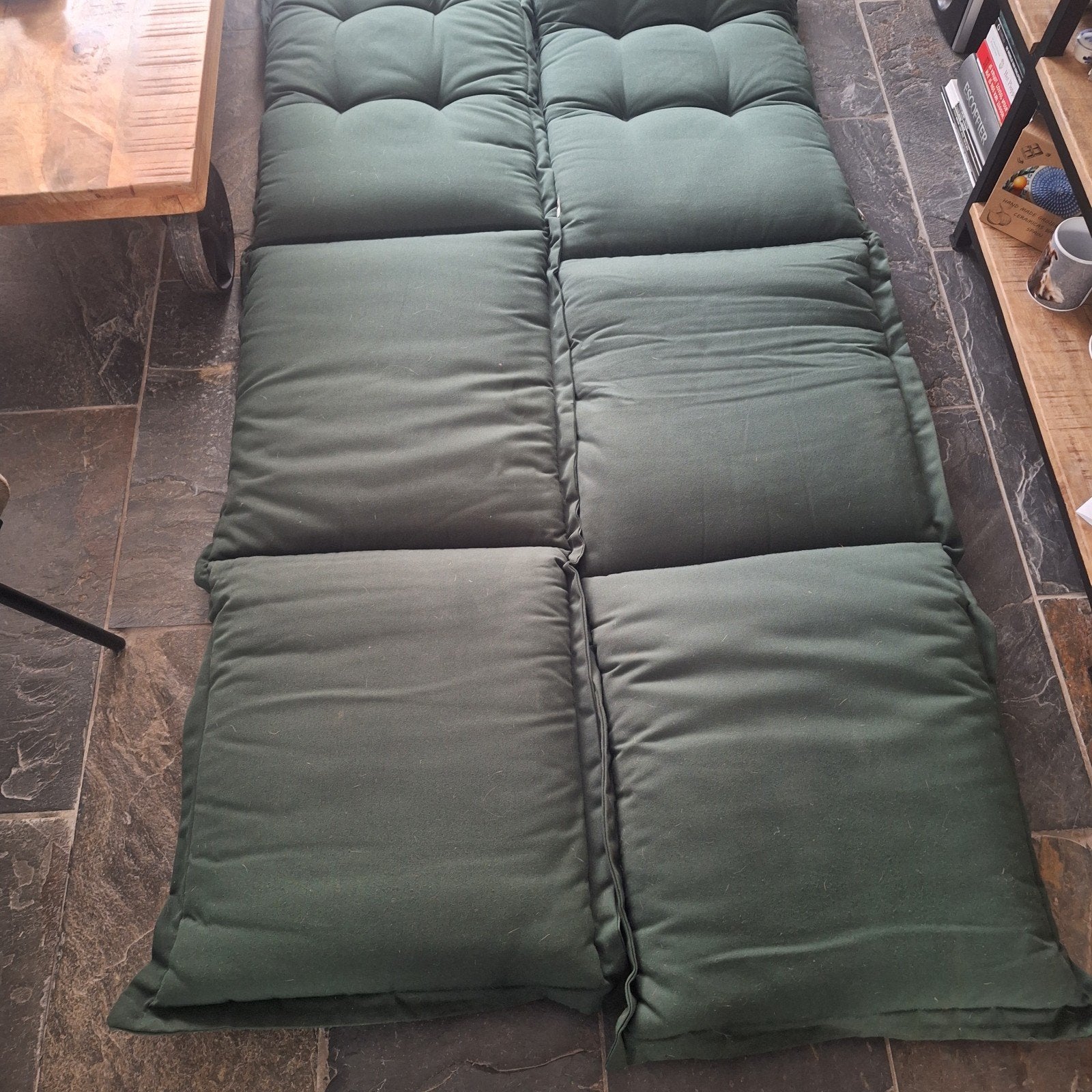 Groen opvouwbaar tuinstoelkussen50x180cm, Ophalen of Verzenden, Gebruikt, Overige materialen, Inklapbaar