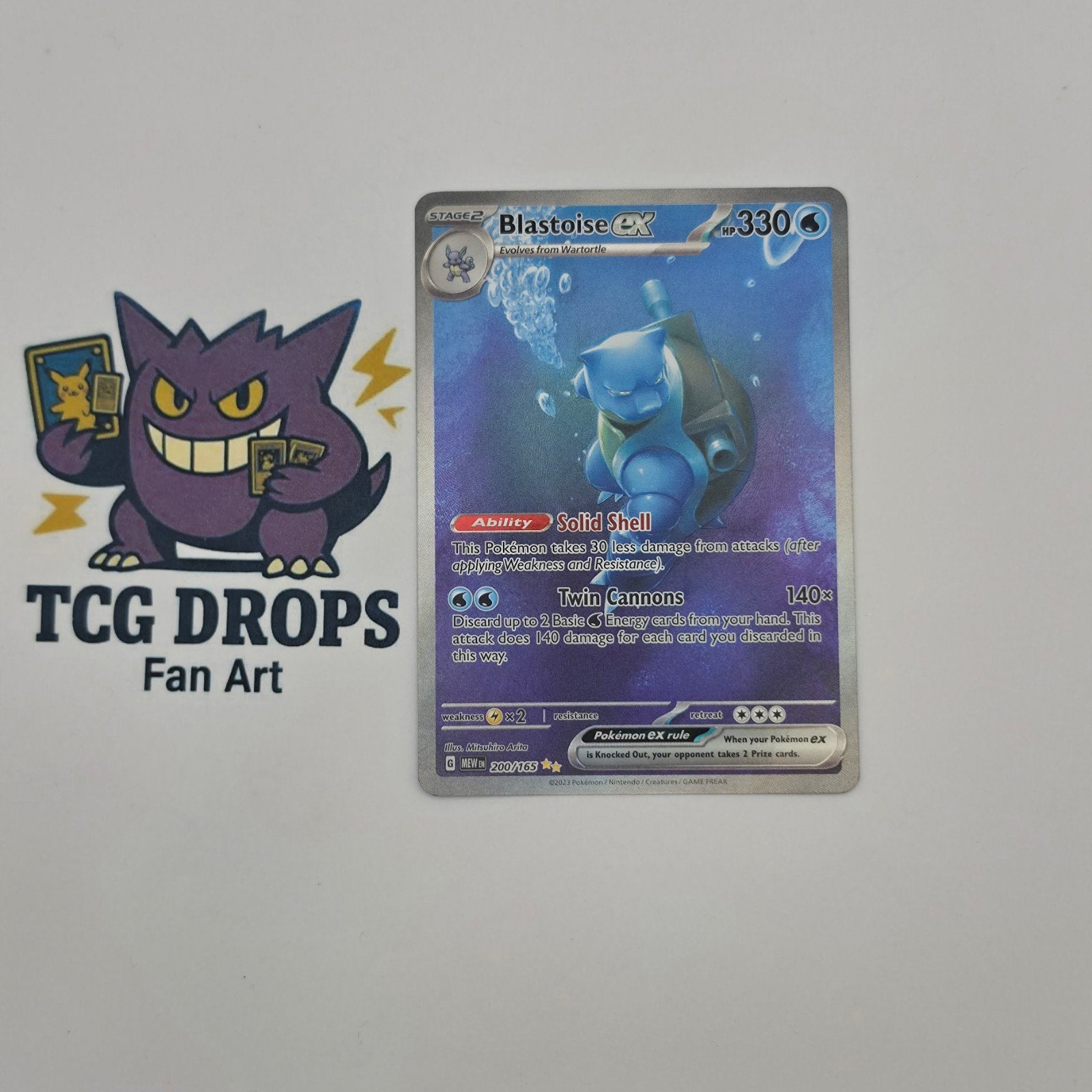Blastoise ex Scarlet & Violet 151 MEW200/165, Ophalen of Verzenden, Zo goed als nieuw, Losse kaart, Foil