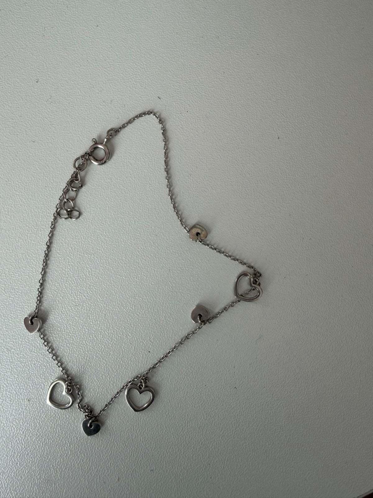 Lucardi Zilveren Enkelband met Hartjes, Ophalen of Verzenden, Zo goed als nieuw, Zilver, Met bedels of kralen