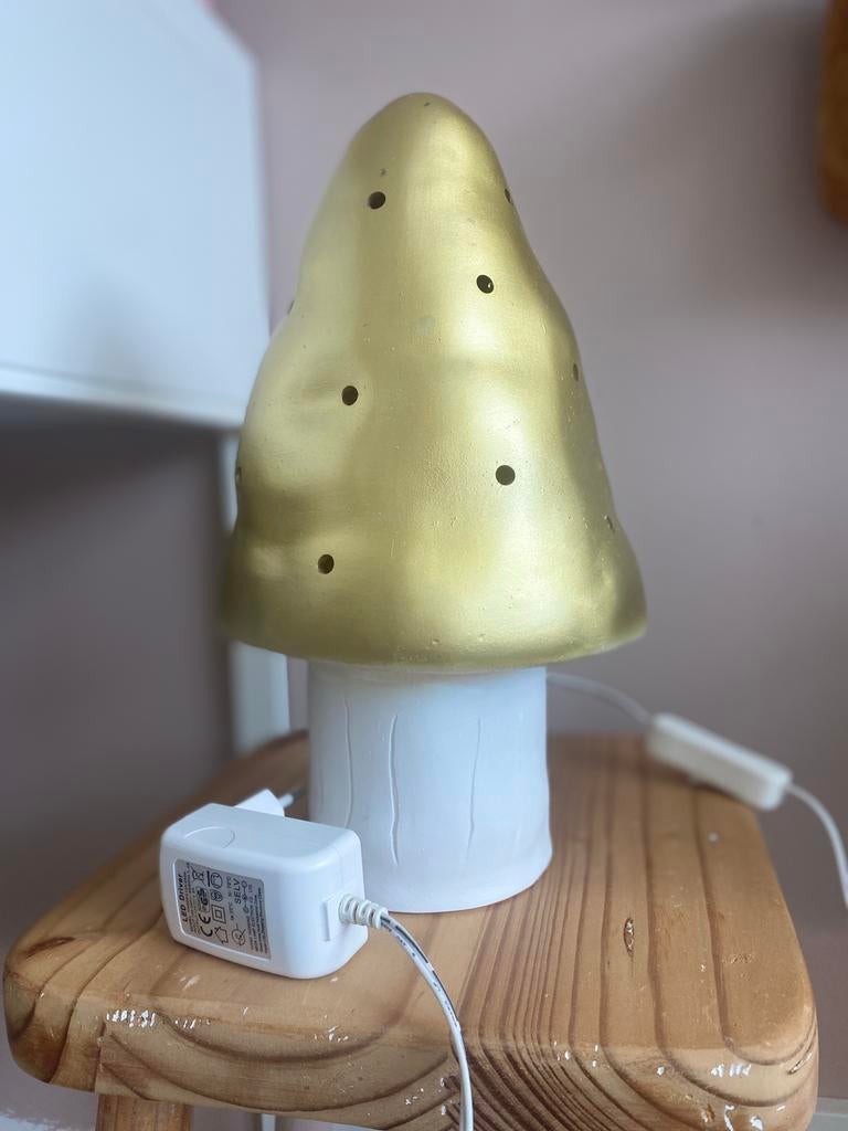 Gouden Paddenstoel Lamp, Sfeervolle Kinderkamerlamp, Ophalen of Verzenden, Zo goed als nieuw, Lamp
