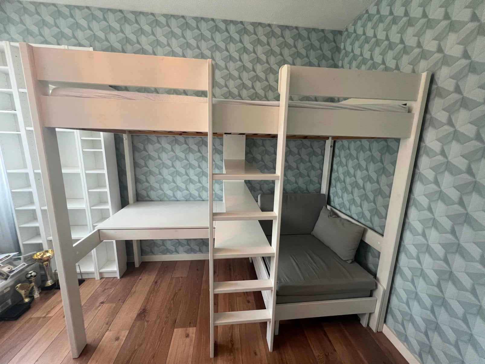 NOUS kids hoogslaper robin met bureau en logeerbed, Ophalen, Zo goed als nieuw, Hoogslaper