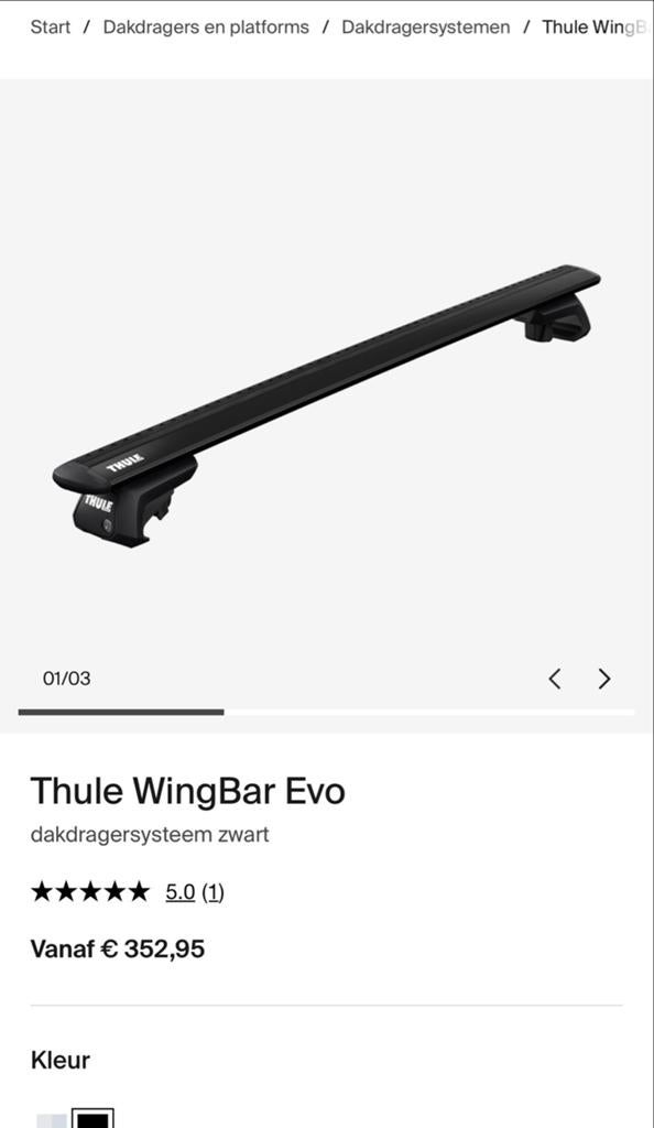 Thule WingBar Evo daksteunen Skoda Superb Combi 2021, Ophalen, Thule, Gebruikt, Thule