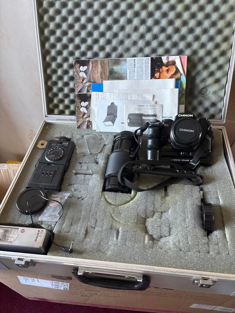 Chinon CE-4s Spiegelreflexcamera met accessoires, Ophalen, Gebruikt, Spiegelreflex, Overige Merken