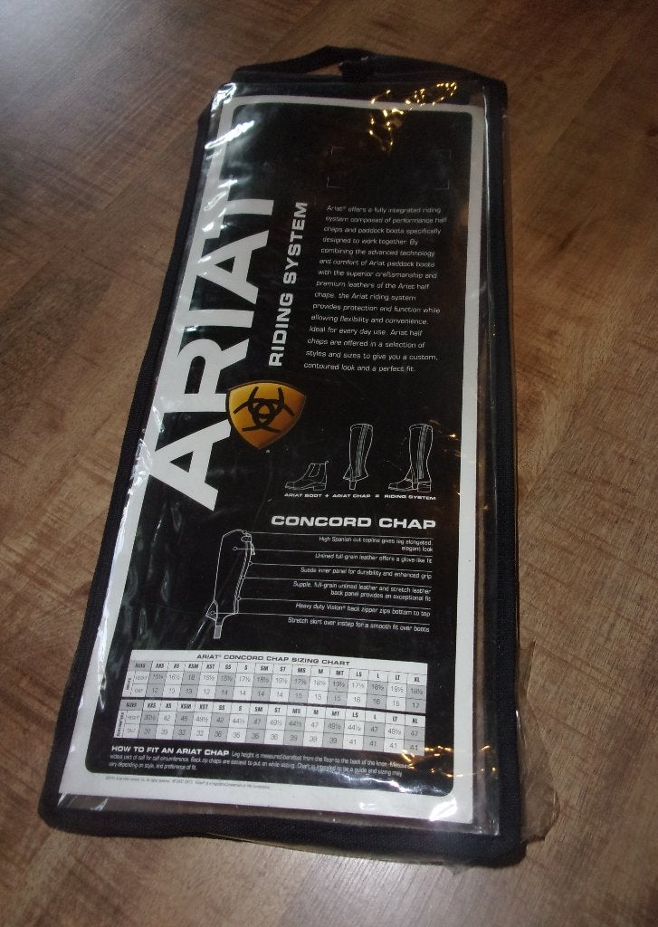 Ariat Concord Chaps XSM bruin leer 46/33 cm, Dressuur, Nieuw, Kinderen, Ophalen of Verzenden