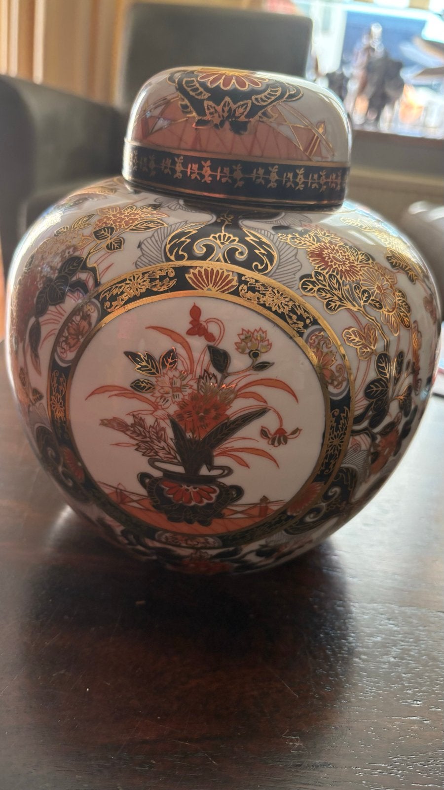 Vintage Imari Japan Gemberpot met Bloemmotief, Ophalen