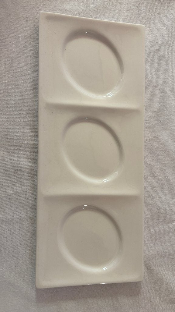 3 vaks sauzen en amusebordje 31cm x 12,5 cm Wit, 48 stuks, Ophalen, Overige typen, Zo goed als nieuw, Wit