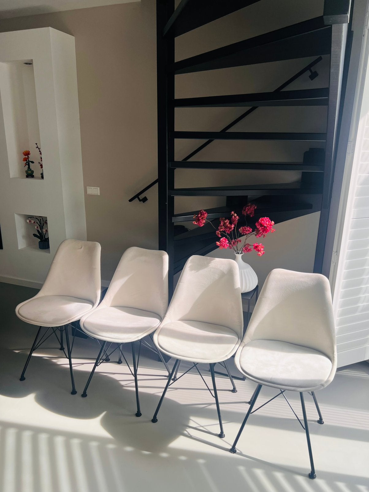 Ivoor kleurige eetkamerstoelen 4 stuks, Huis en Inrichting, Stoelen, Ophalen, Gebruikt, Wit, Vier