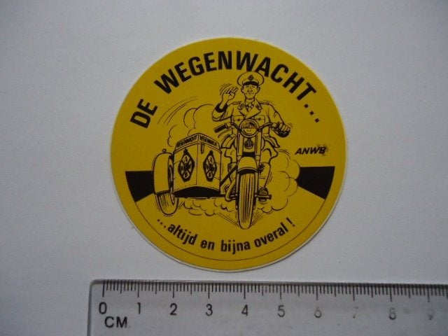 sticker oud ANWB WEGENWACHT plastic origineel auto camper, Verzamelen, Verzenden, Zo goed als nieuw, Bedrijf of Vereniging