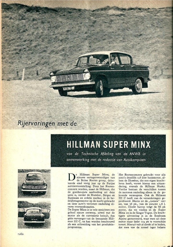 Autokampioen test Hillman Super Minx 1962, Ophalen of Verzenden, Gelezen, Overige merken