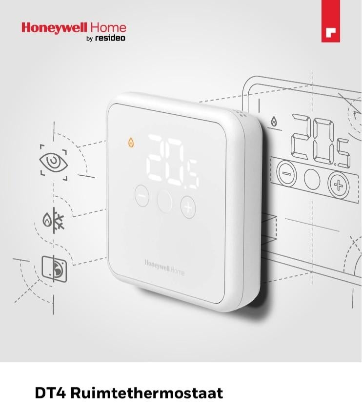 Honeywell Home DT4M Thermostaat x 6 [zwarte en bekabelde], Thermostaat, Minder dan 30 cm, Hoog rendement (Hr), Nieuw