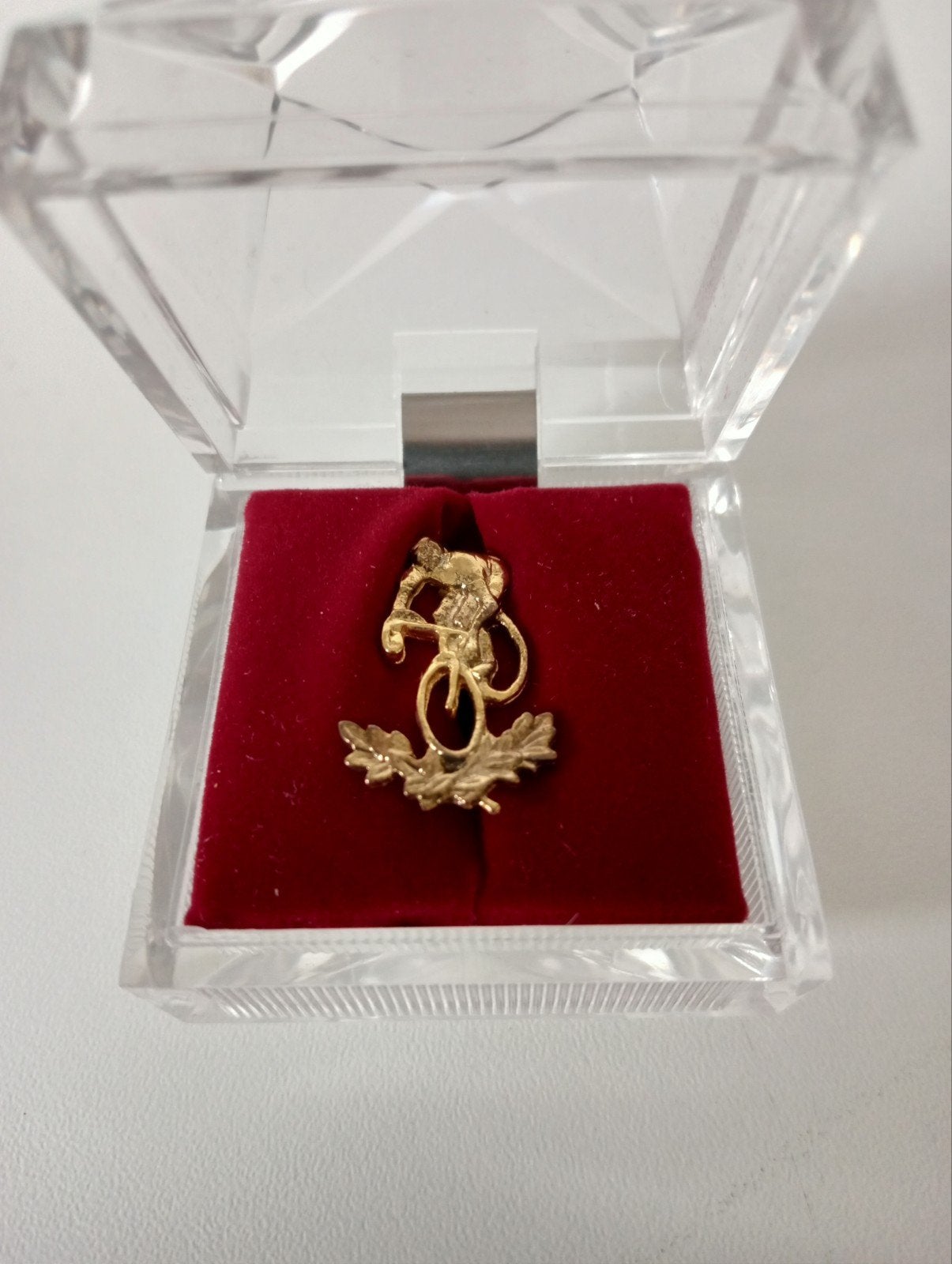 Gouden speldje in doosje - Wielrenner zeer uniek., Ophalen of Verzenden, Nieuw