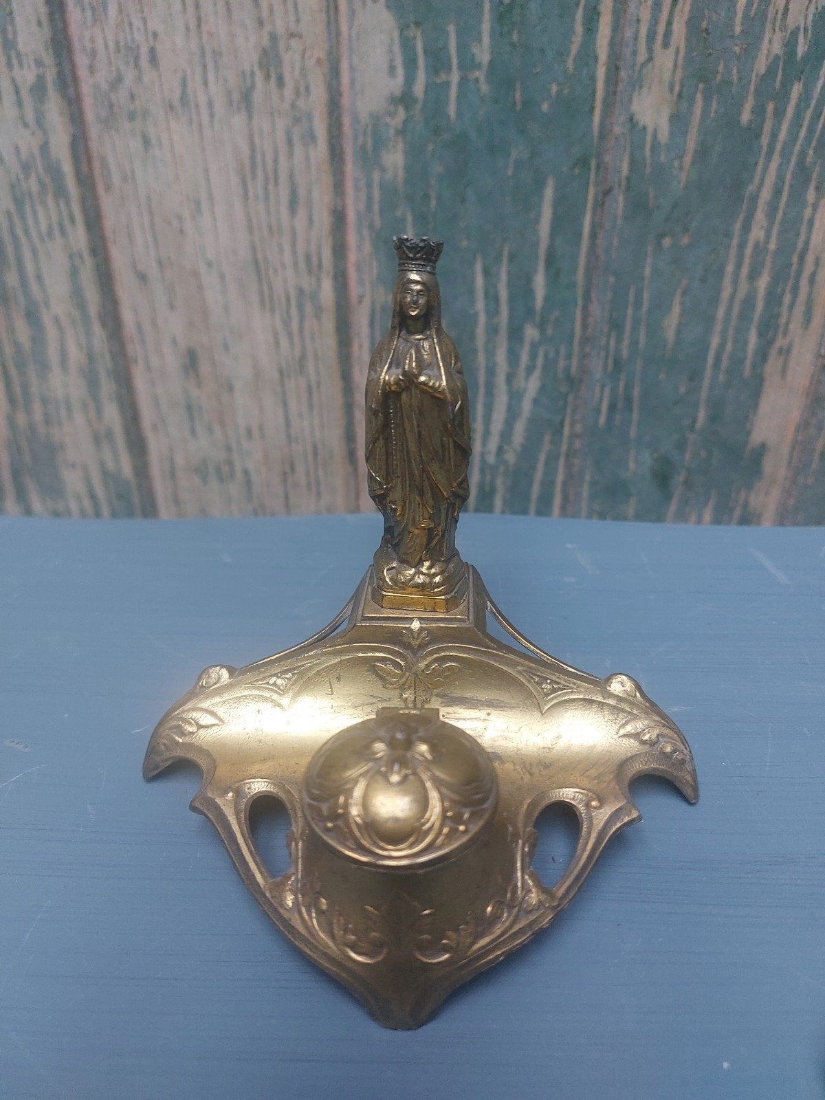 Antieke Art Nouveau Inktstel met Maria Beeldje, Antiek en Kunst, Ophalen of Verzenden