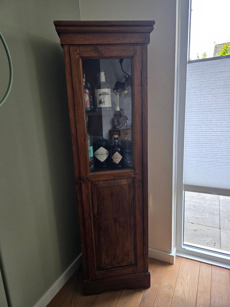 Vitrinekast koloniale stijl, Huis en Inrichting, Kasten | Vitrinekasten, Ophalen, Gebruikt, 50 tot 100 cm, 150 tot 200 cm