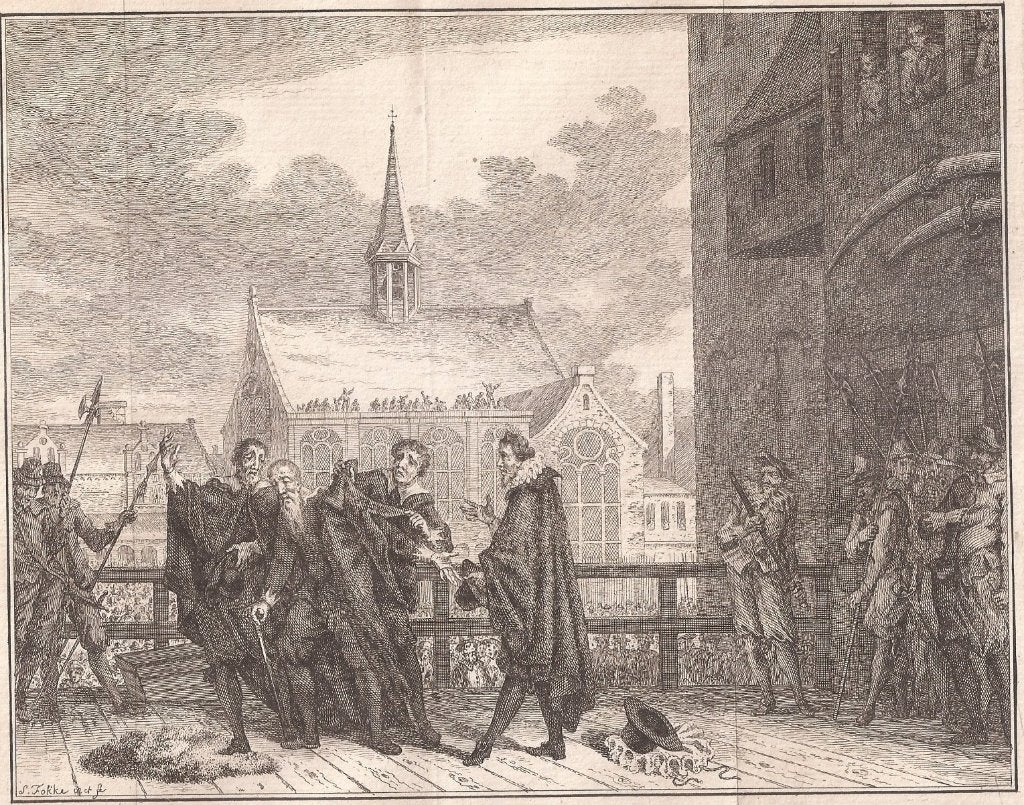 's Lands Advokaat Joan van Oldenbarneveld op Hofschavot 1619, 19 cm, Ophalen of Verzenden, 15 cm, 1700 - 1799