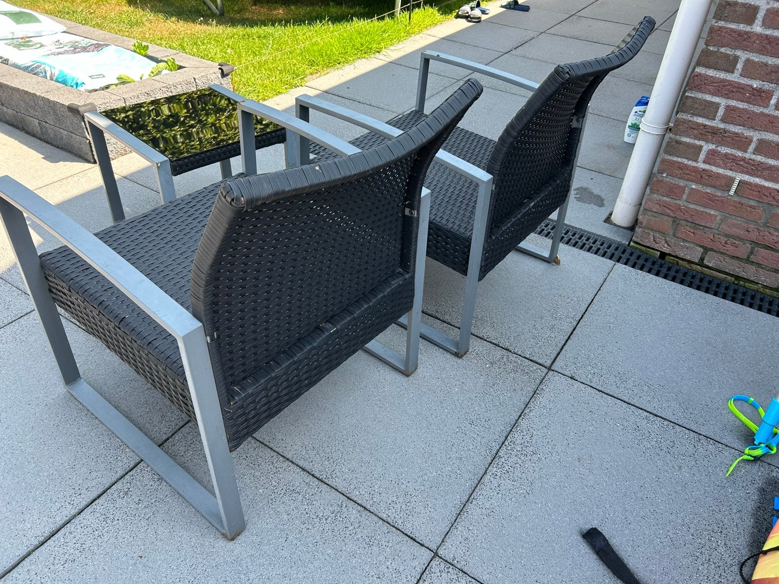 Loungeset met 4 stoelen en 2 bijzettafels, Ophalen, 4 zitplaatsen, Gebruikt, Loungeset