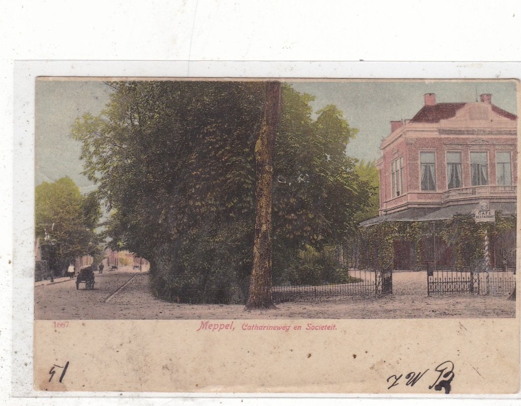 Meppel-Catharineweg en Sosieteit 1907, Ophalen of Verzenden, Voor 1920, Gelopen, Drenthe