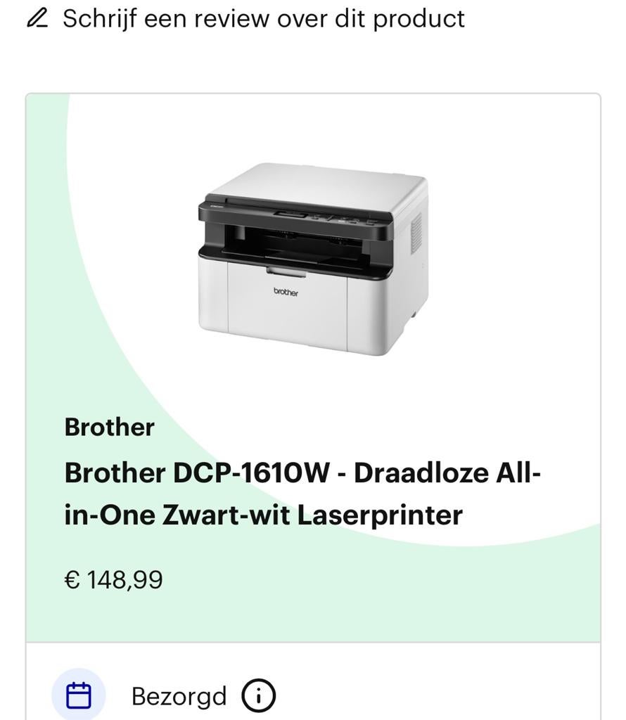 Brother DCP-1610W Laserprinter, Ophalen, Zo goed als nieuw