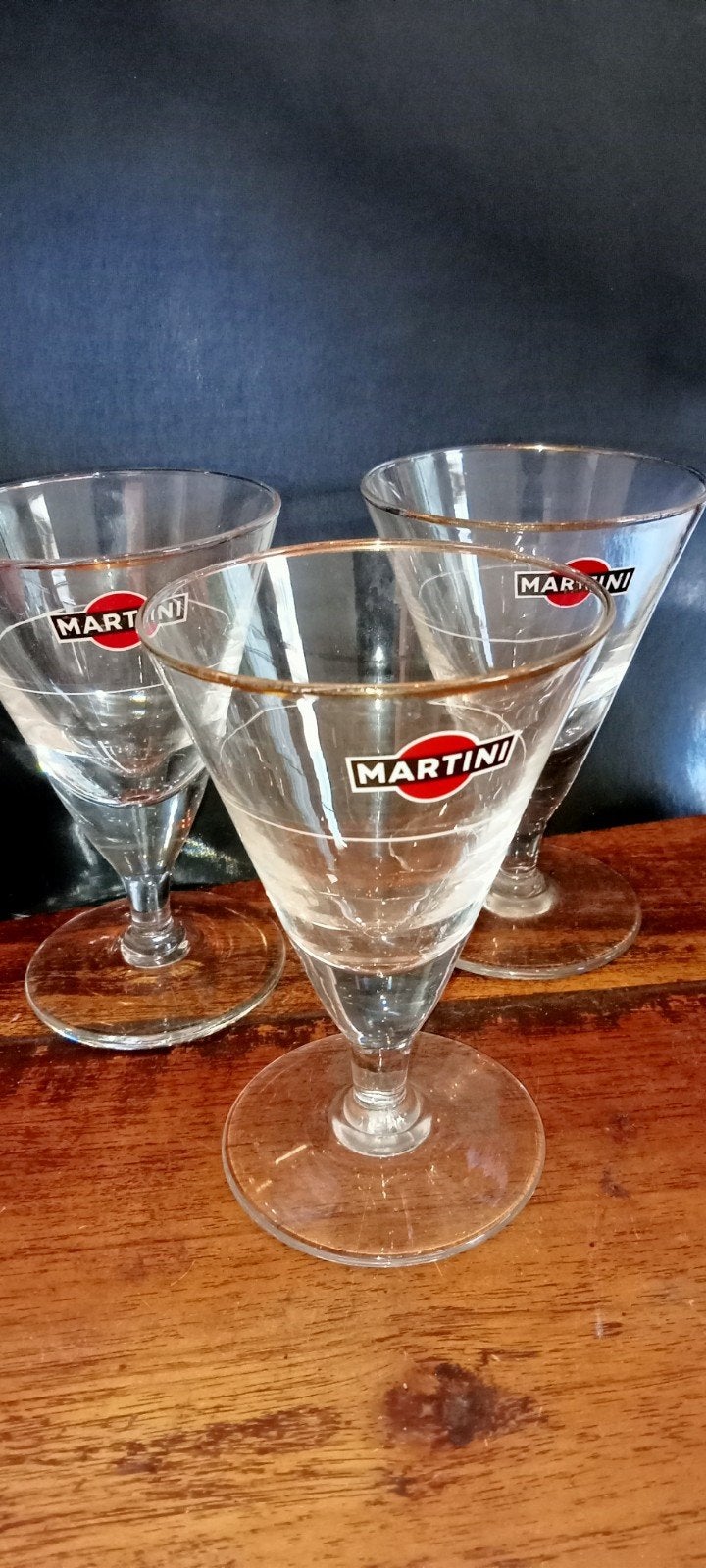 3 Vintage Martini Glazen met Gouden Rand, Verzamelen, Ophalen of Verzenden, Zo goed als nieuw, Overige typen