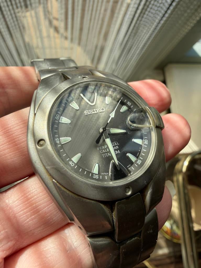 Seiko Titanium Perpetual Calendar, Sieraden, Tassen en Uiterlijk, Horloges | Heren, Gebruikt, Verzenden, Polshorloge, Overige materialen