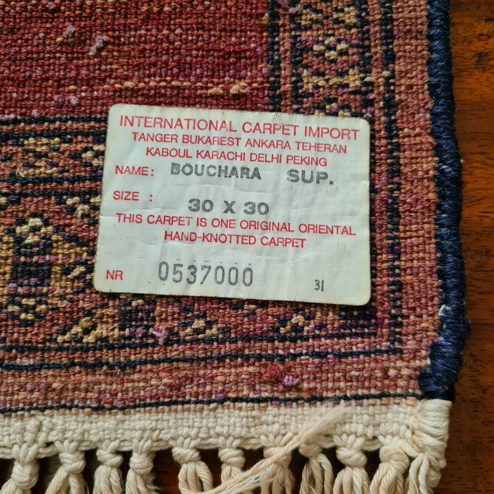 Klein handgeknoopt vintage Perzisch tapijtje (Bouchara), Minder dan 50 cm, Gebruikt, Vierkant, Ophalen of Verzenden