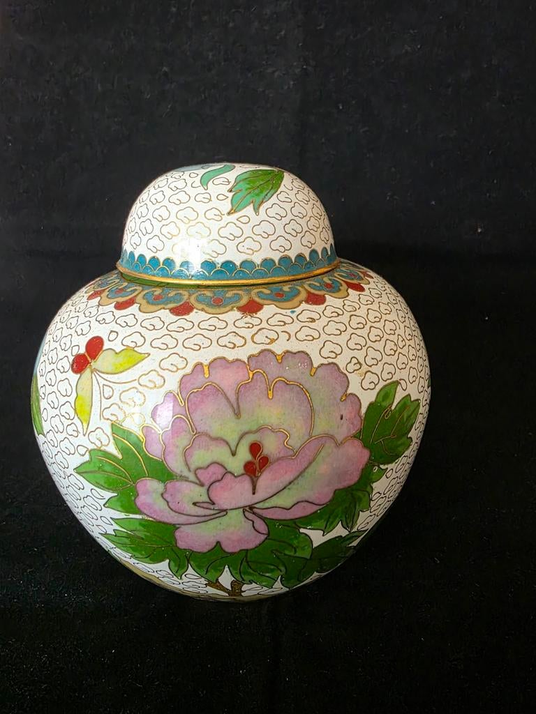 Antieke Chinese Cloisonné Gemberpot met Bloemen, Verzenden