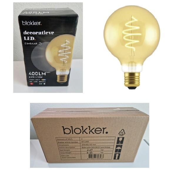 Partij Blokker LED Lampen Goud Decoratief 35W E27 Dimbaar, 30 tot 60 watt, Led-lamp, Soft of Flame, Nieuw