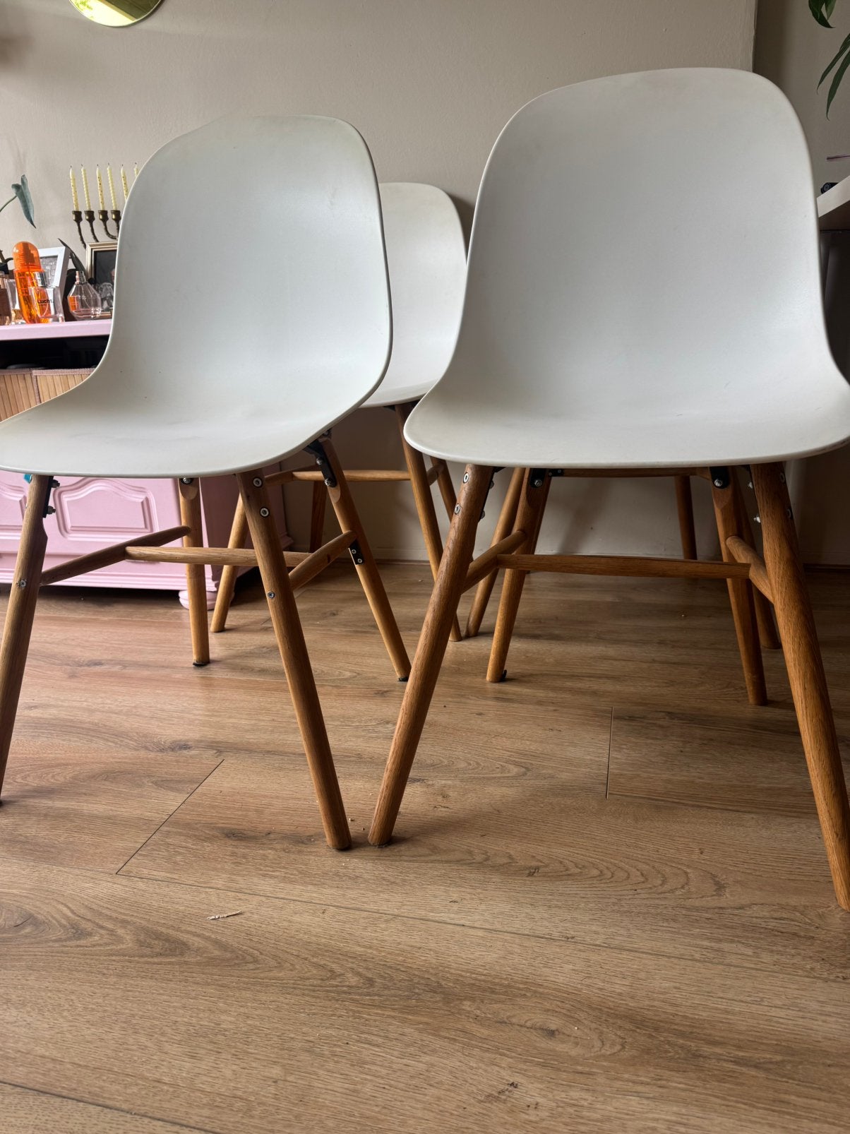 4 eetkamerstoelen, Huis en Inrichting, Stoelen, Ophalen, Gebruikt, Wit, Vier