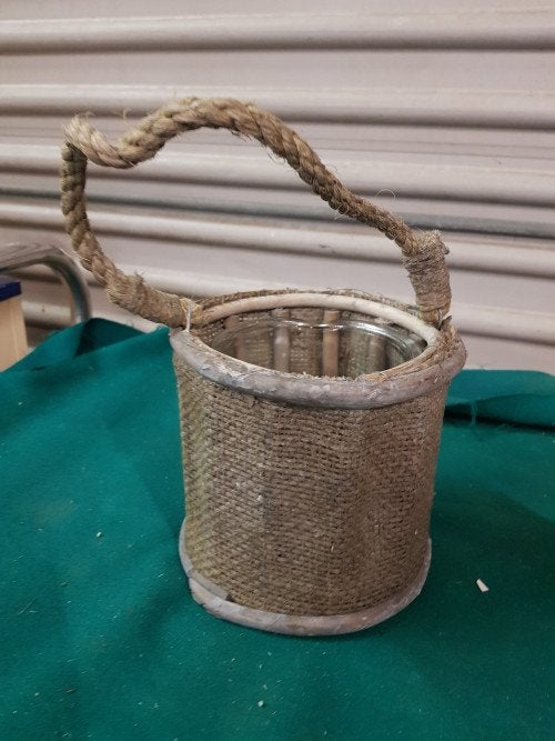 waxinelicht houder bamboe met jute, Ophalen of Verzenden, 'T Olde Gre-j, Info@toldegrej.nl, Endepoelstraat 20f Didam