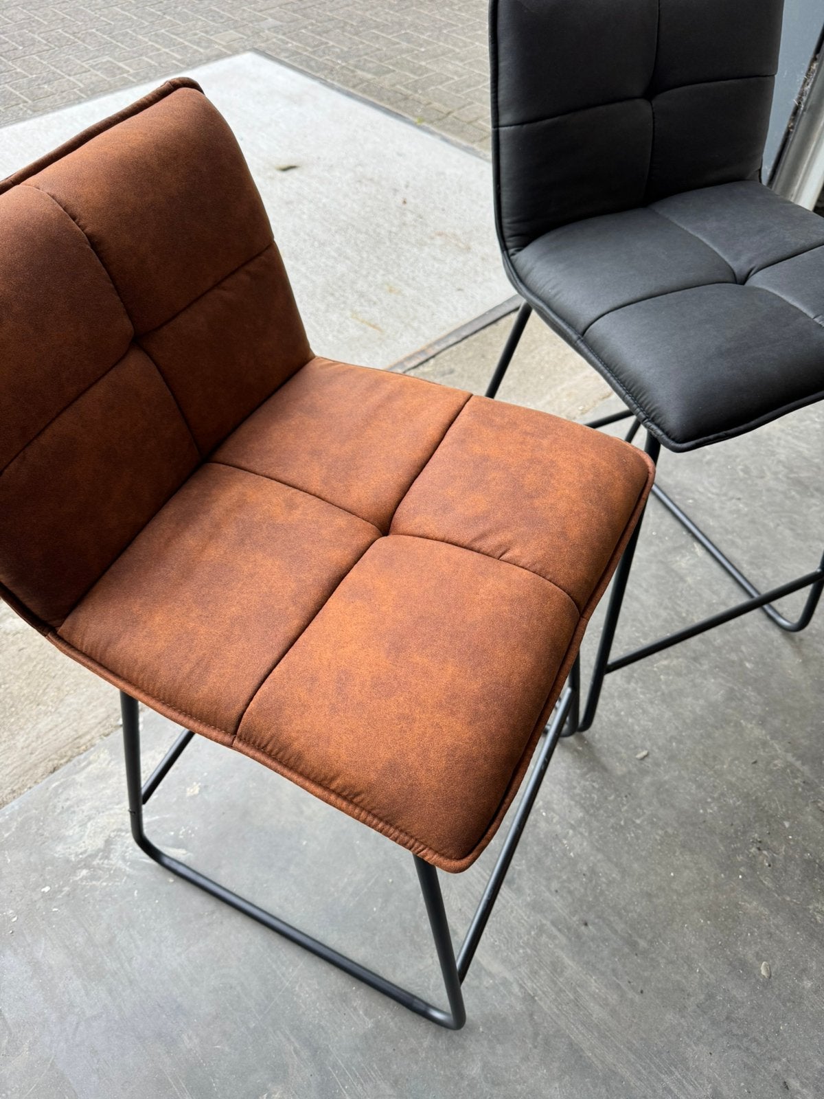Barkrukken - cognac - antraciet/zwart, Ophalen of Verzenden, Zo goed als nieuw, 60 tot 90 cm
