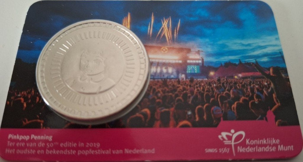 Coincard 2019 - 50 jaar Pinkpop Penning - BU, Verzenden, Overige landen, Overige waardes, Setje