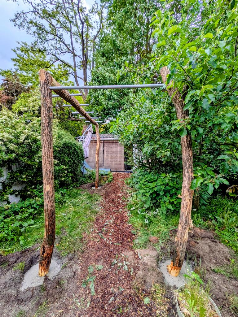 Natuurlijk speeltoestel en fitnessrek voor achtertuin, Ophalen, Buik