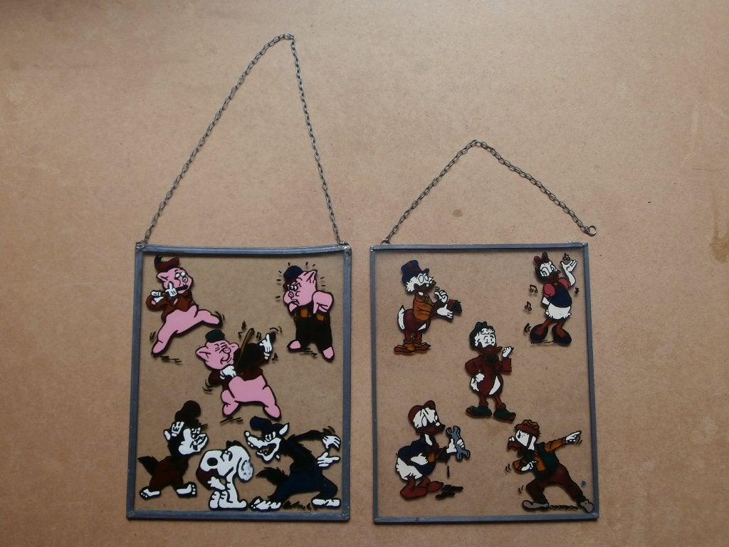 2 Disney figuren glas in lood muur raamhangers muurdecoratie, Verzamelen, Disney, Ophalen of Verzenden, Donald Duck, Gebruikt