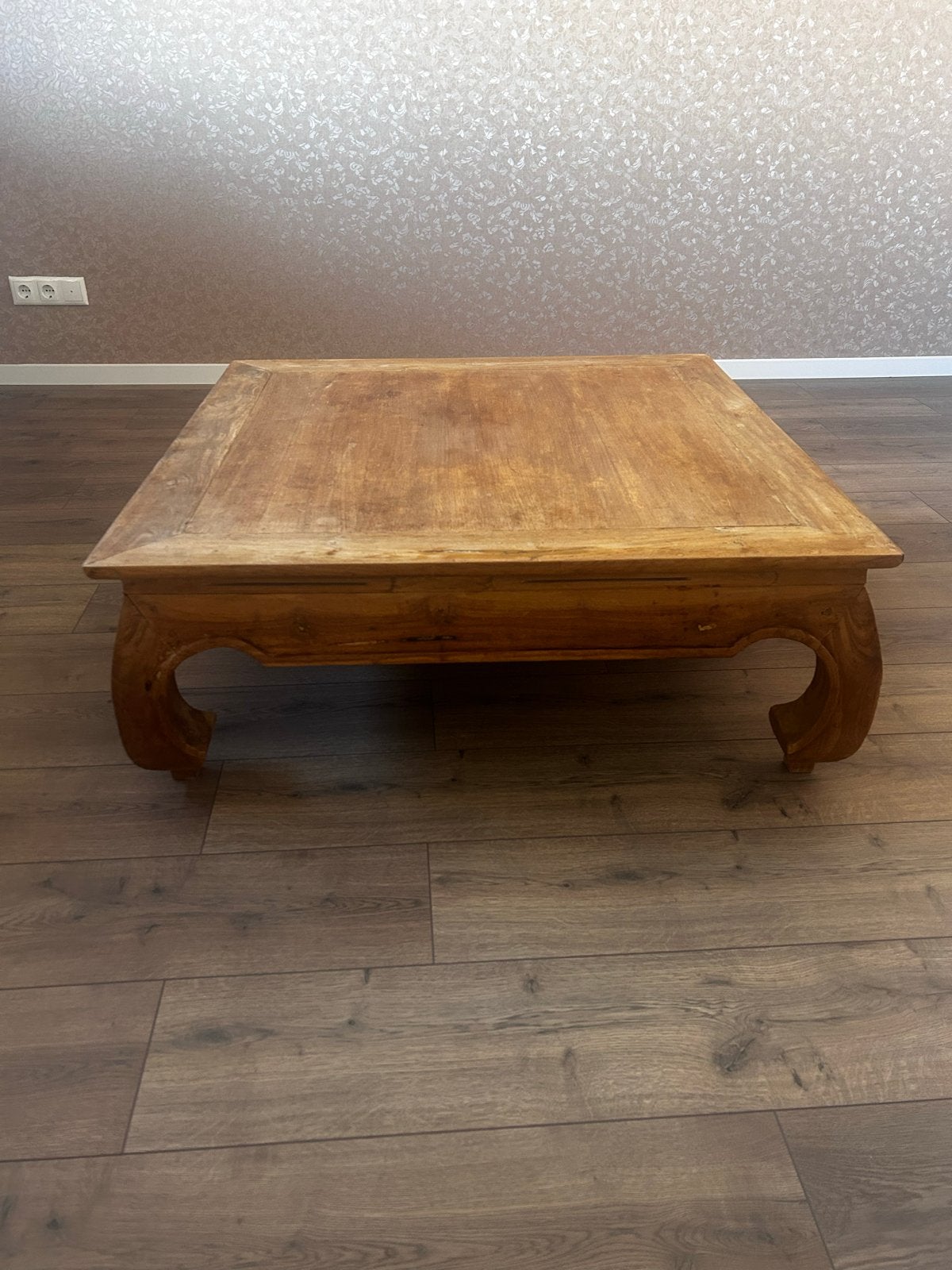 Teak houten opium salontafel - vierkant, Ophalen, Gebruikt, 100 tot 150 cm, Vierkant