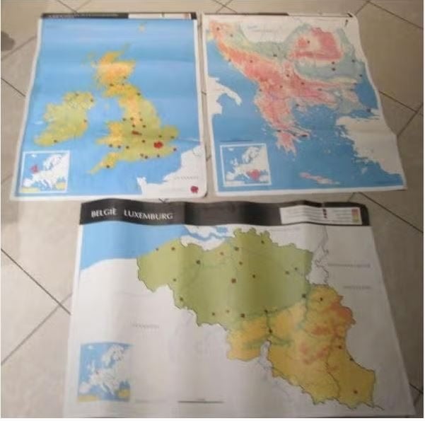 6 Schoolplaten van Europese landen, Ophalen of Verzenden, Aardrijkskunde