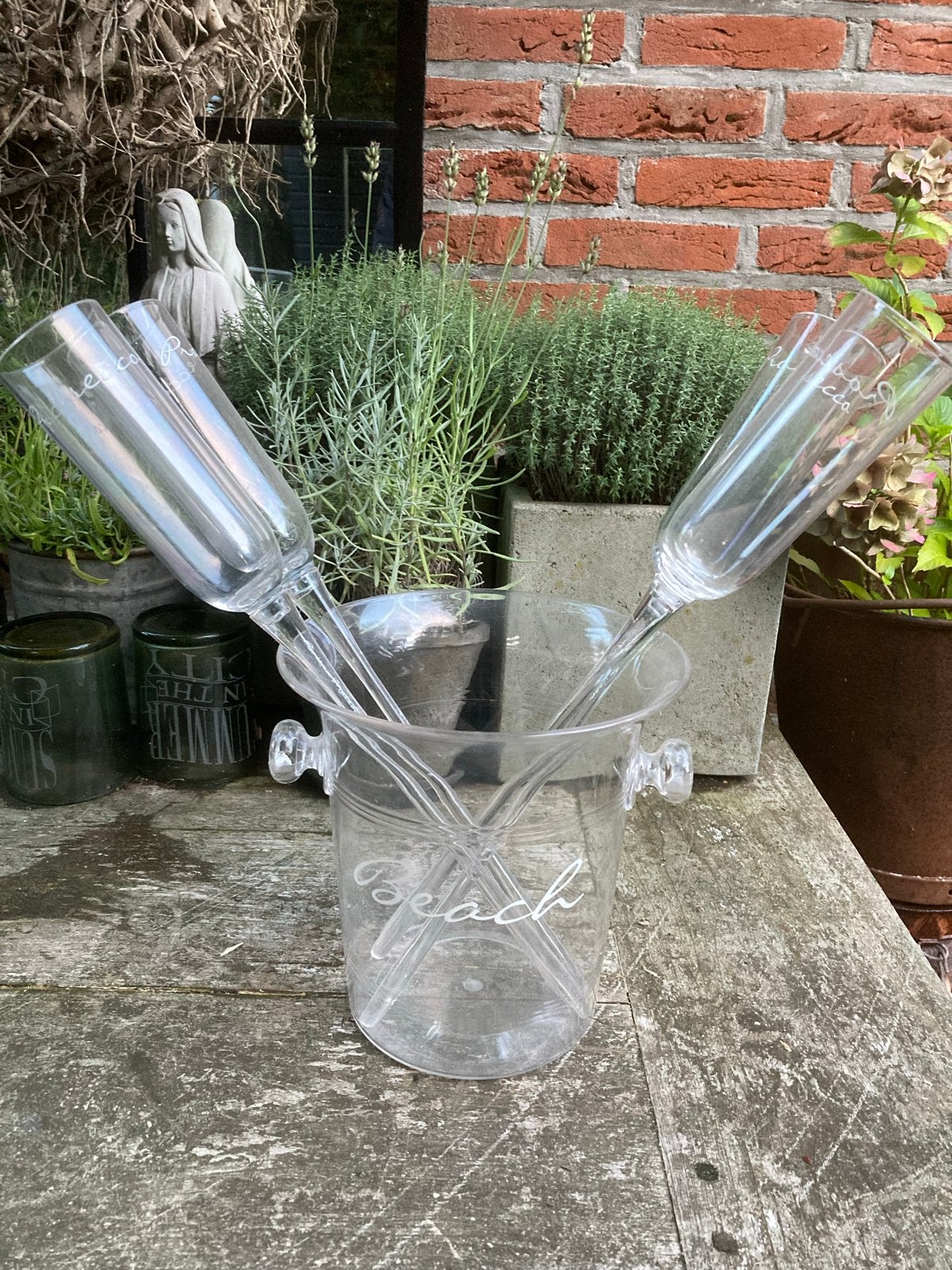 Riviera Maison Prosecco koeler met 4 glazen, Ophalen, Zo goed als nieuw, Kunststof, Landelijk