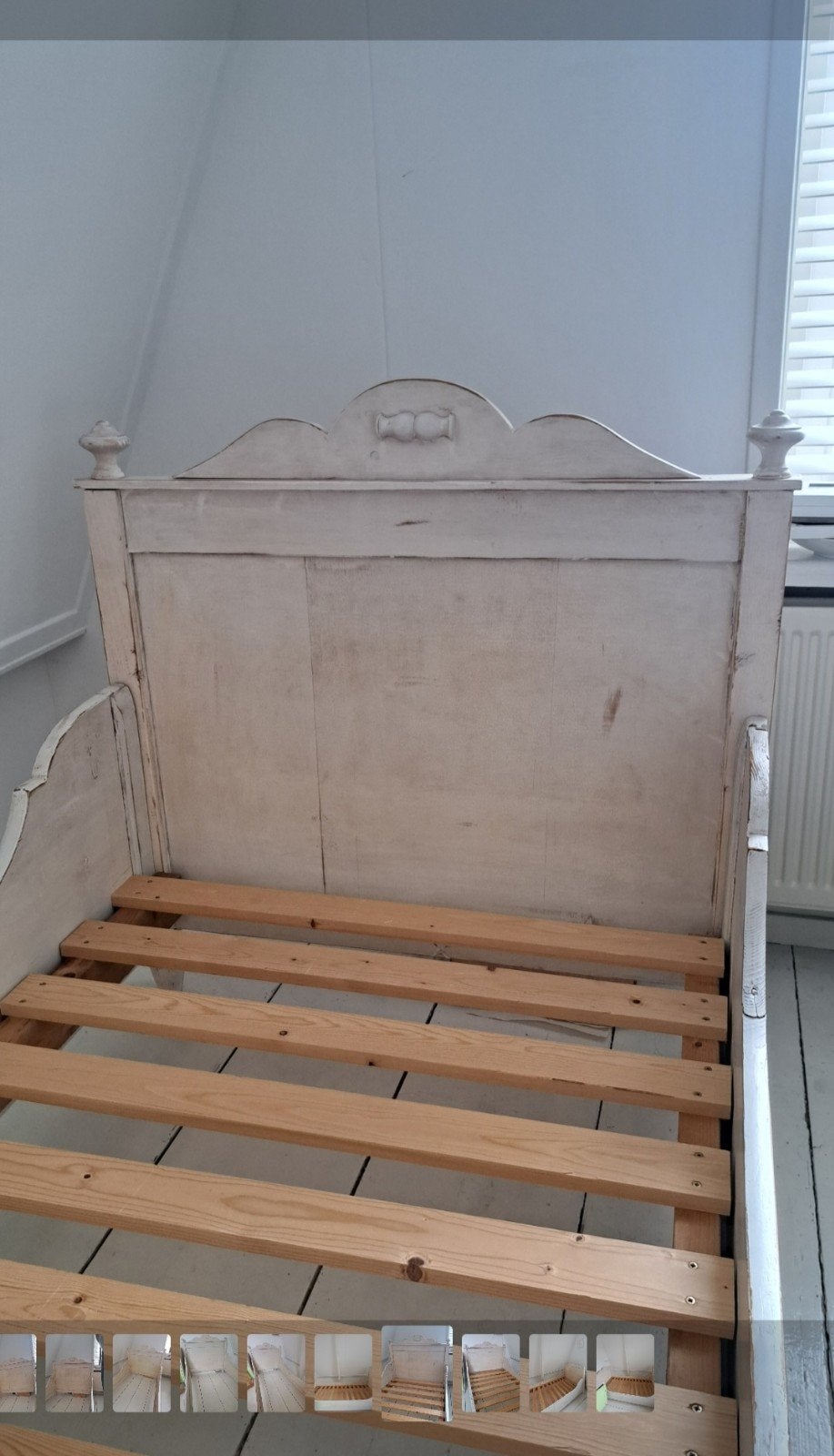 vrolijk houten bed wit met lattenbodem, Ophalen, Gebruikt, 90 cm, Eenpersoons