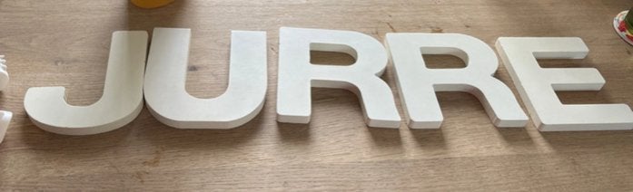 Witte decoratieve letters 'JURRE' van Xenos, Ophalen of Verzenden, Gebruikt, Wit, Hout