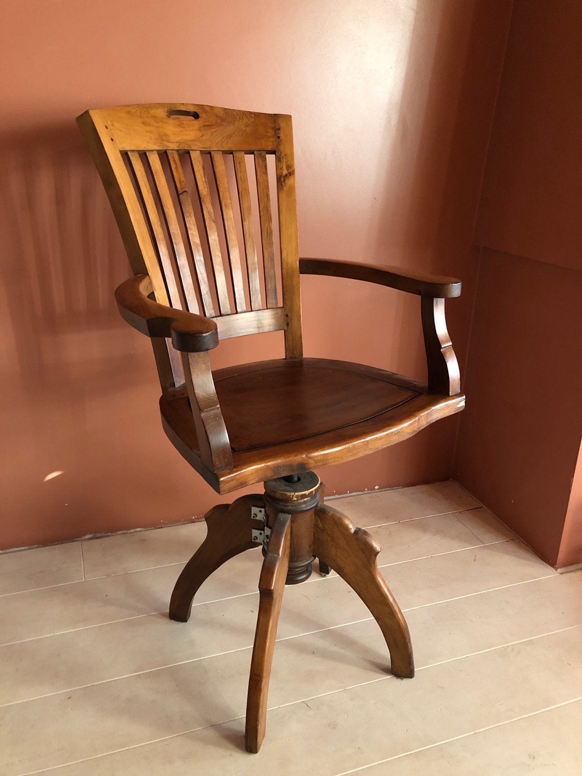 Oude design bankiersstoel uit 1900, engeland, Ophalen of Verzenden